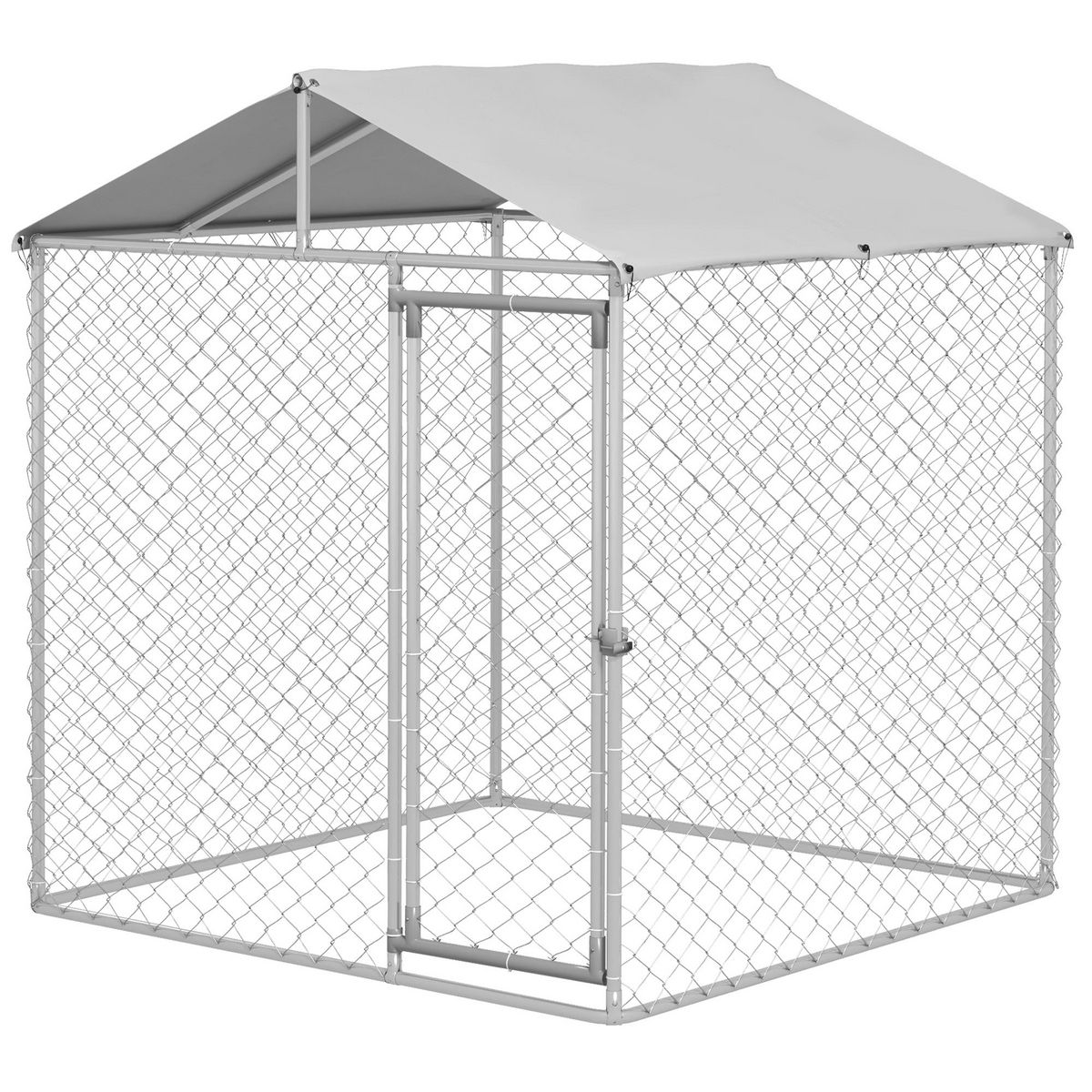 PAWHUT Enclos poulailler chenil 4 m² - parc grillagé dim. 2L x 2l x 2,37H m - poulailler chenil entièrement couvert - acier galvanisé