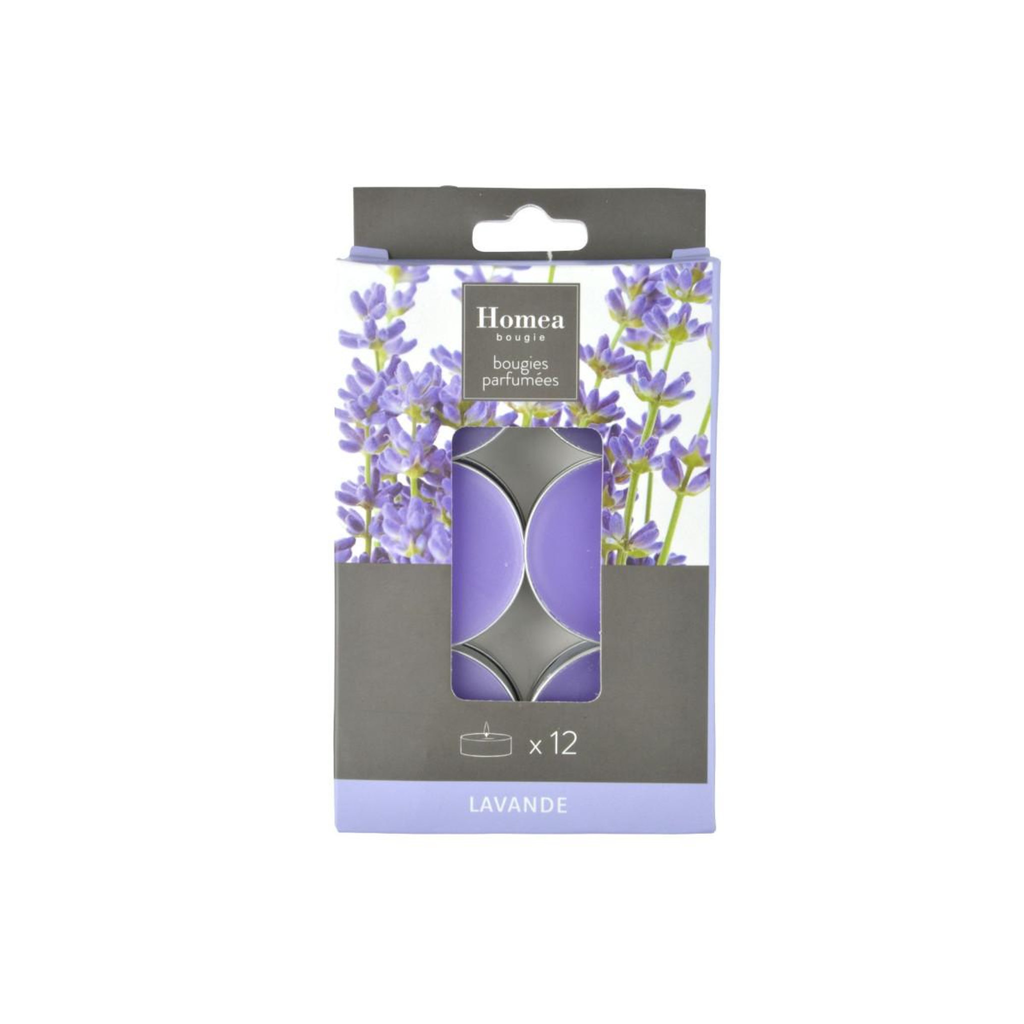 Voir la diapositive 3 : HOMEA Lot de 12 bougies chauffe-plat  essentiel ii  3,5cm lavande
