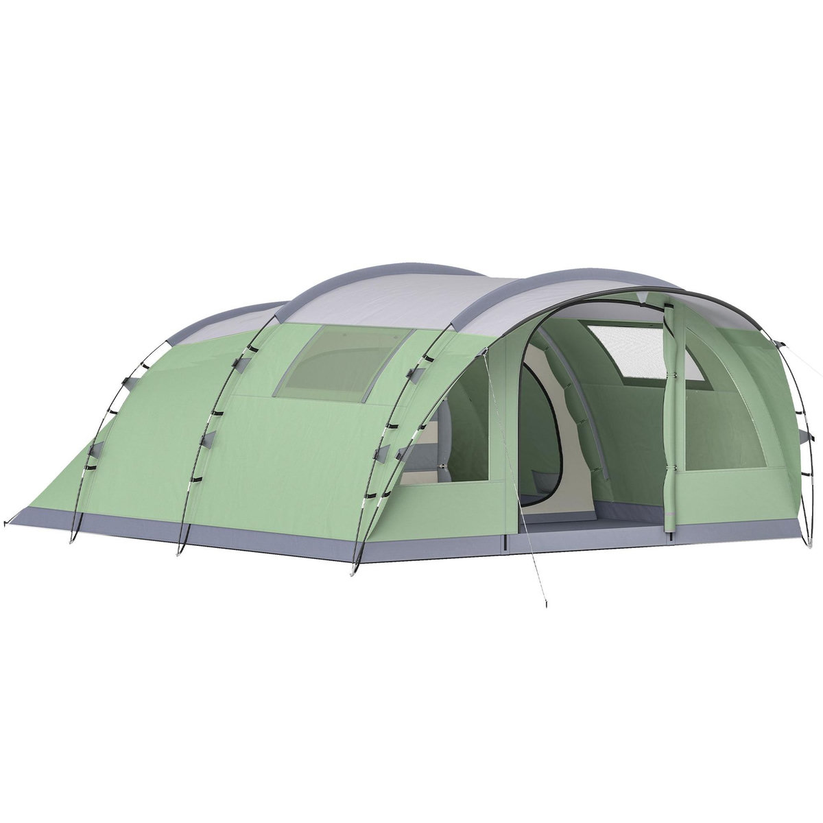 OUTSUNNY Tente de camping tunnel 4 personnes 2 pièces - étanche 3000mm - 505x390x196cm - vert