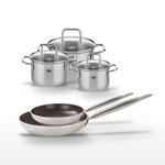 ELO Lot de 2 Poêles 24/28 cm et 3 Faitouts 14/16/20 cm Elo Bistro Line