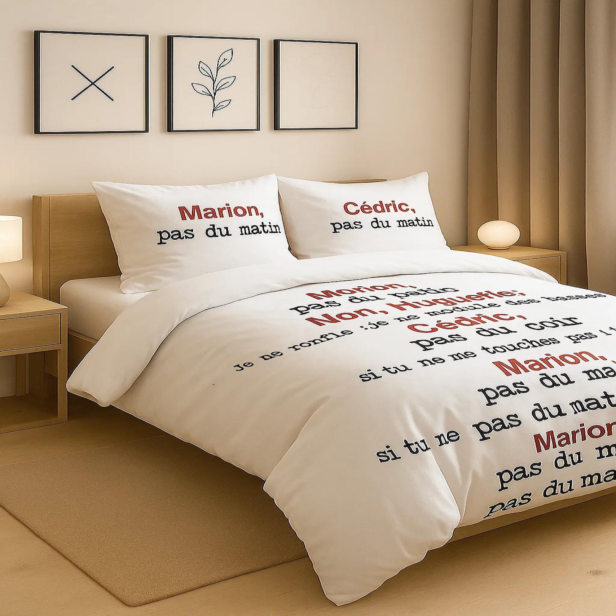 Voir la diapositive 2 : Home collection Parure housse de couette 100%coton 240x220cm scene de menage