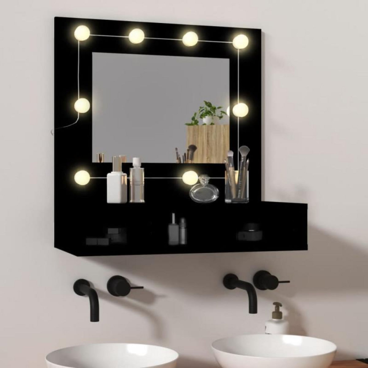 VIDAXL Armoire à miroir avec LED noir 60x31,5x62 cm