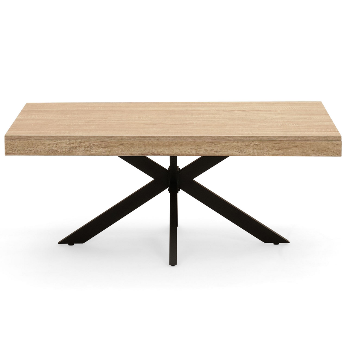 ID MARKET Table basse rectangulaire ALIX 110 cm pied araignée bois et noir