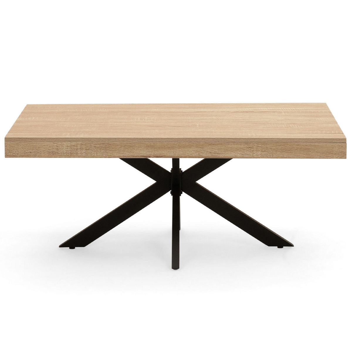 ID MARKET Table basse rectangulaire ALIX 110 cm pied araignée bois et noir