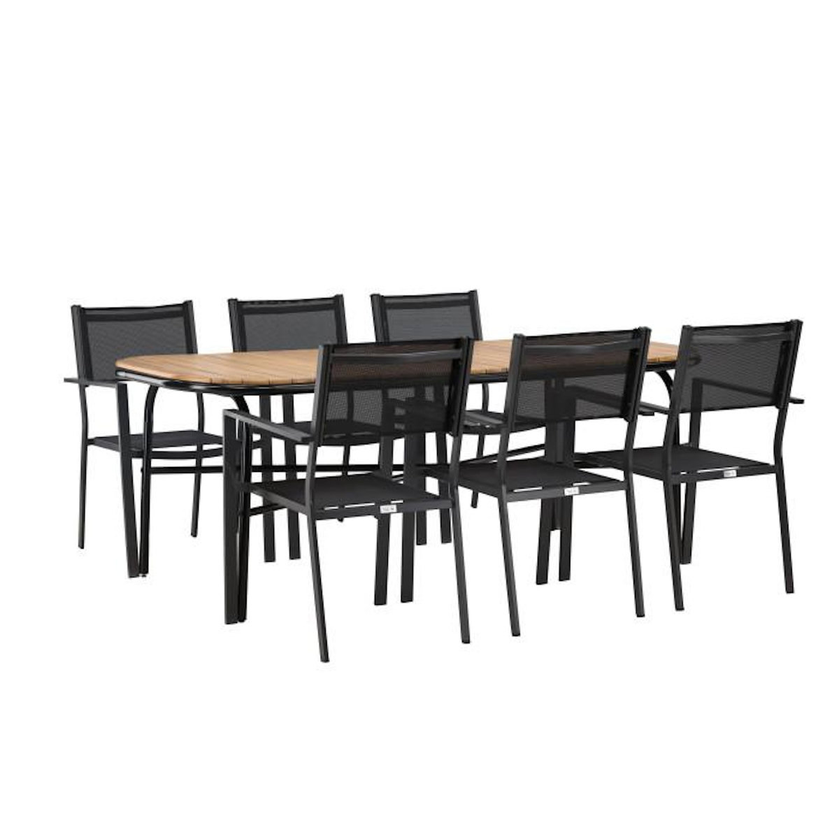 Paris Prix Ensemble Table de Jardin & 6 Chaises  Holmbeck & Copacabana  200cm Naturel & Noir