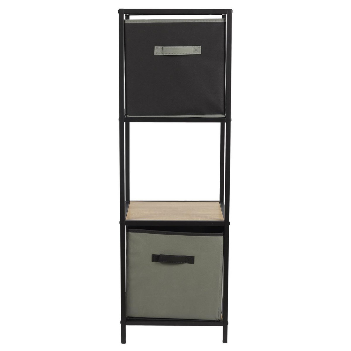 The Home Deco Factory Etagère 3 cases Kalo en bois et métal - Marron et noir