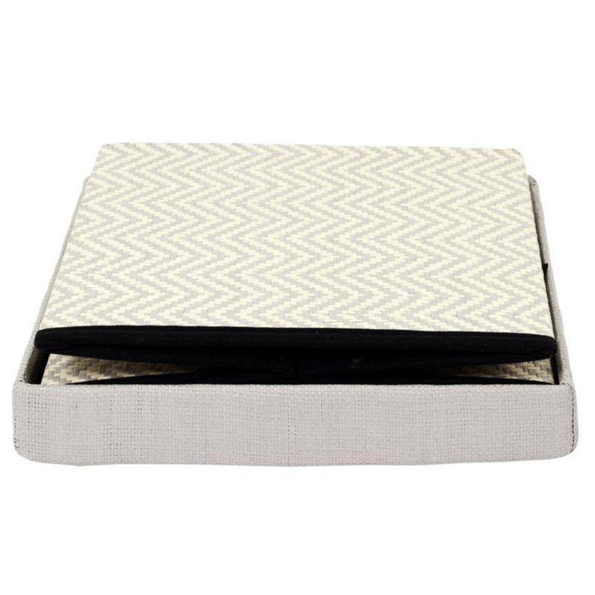 Paris Prix Pouf Coffre Pliable  Tressé  38cm Gris