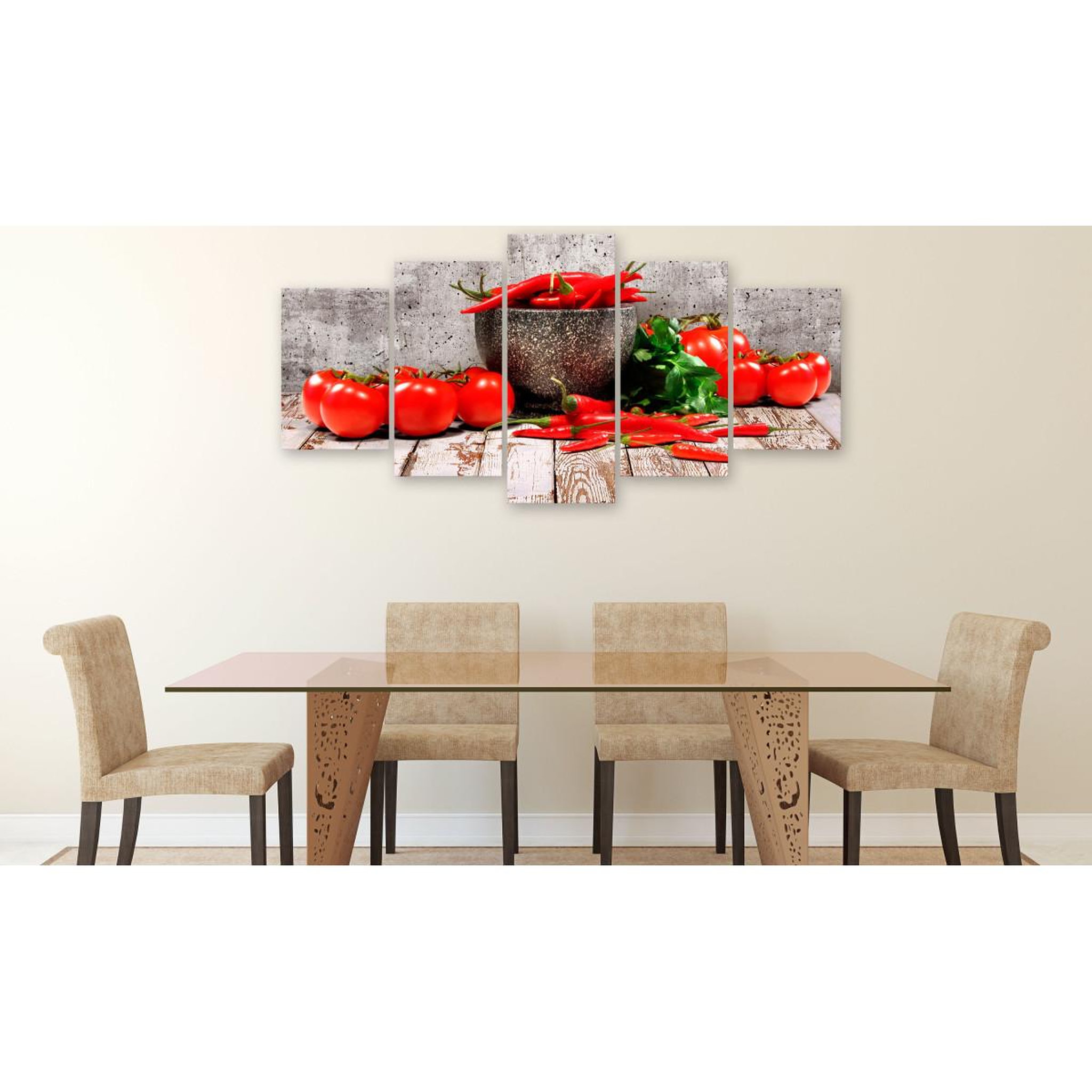 Voir la diapositive 2 : Paris Prix Tableau 5 Panneaux  Red Vegetables Concrete Wide