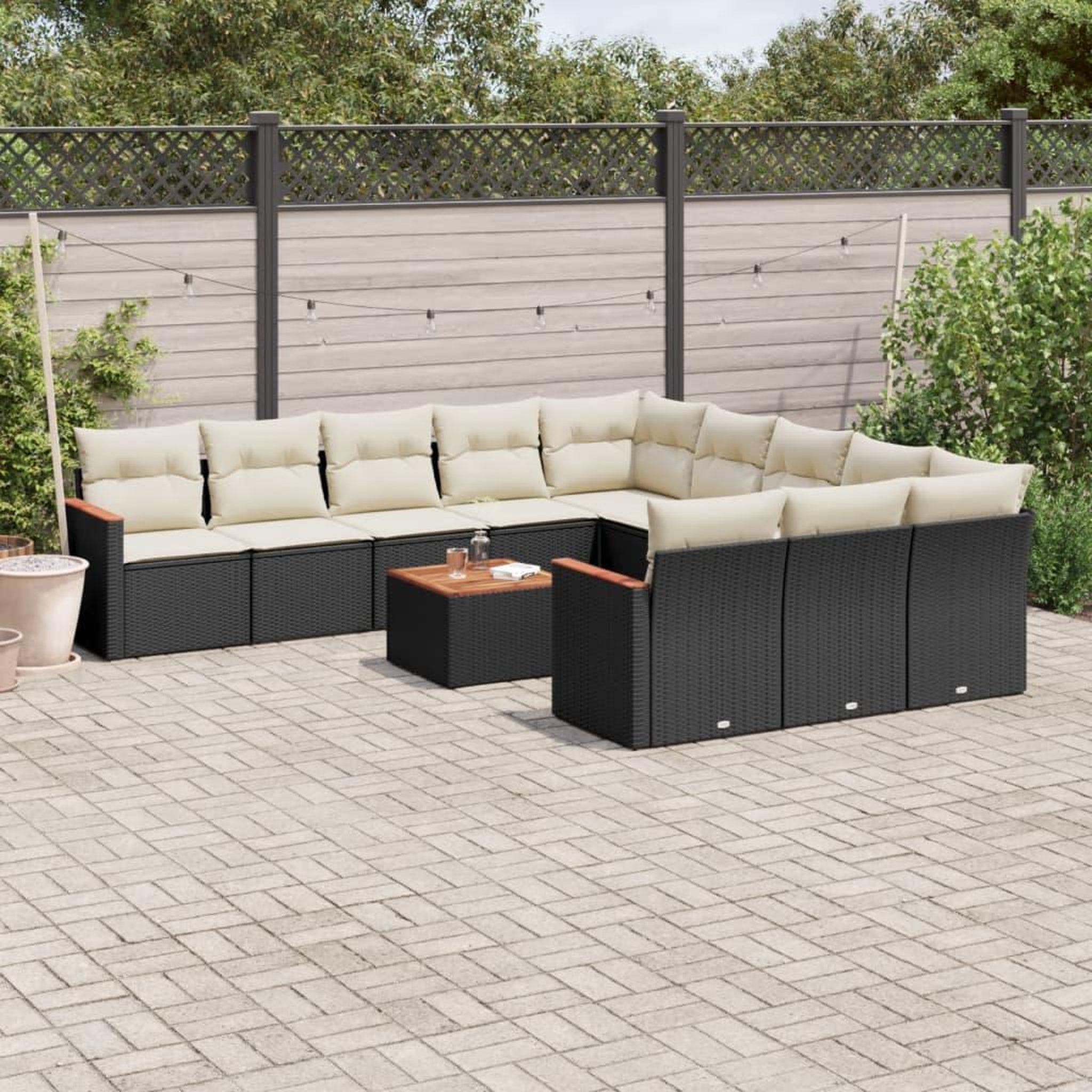 VIDAXL Salon de jardin 12 pcs avec coussins noir resine tressee