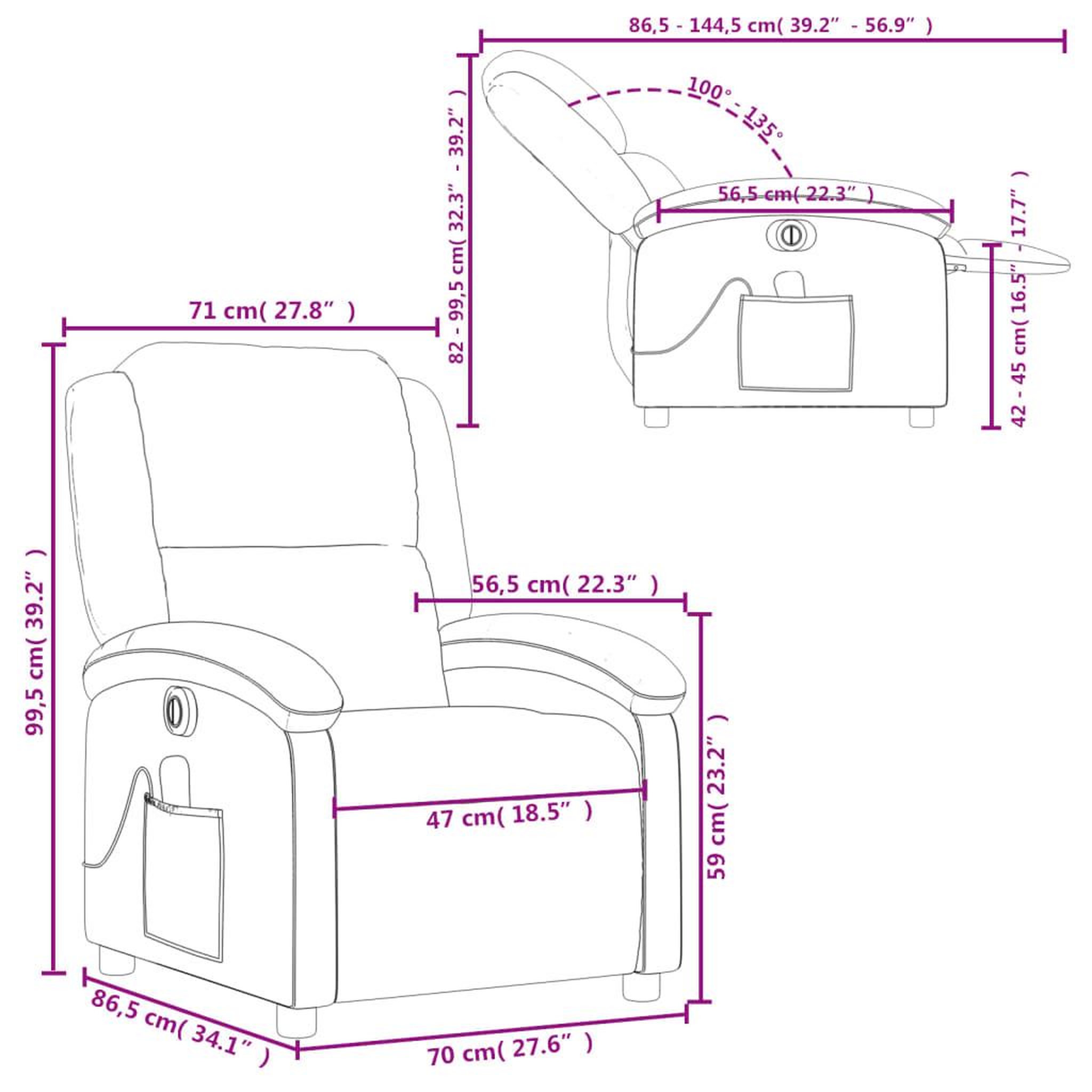 Voir la diapositive 6 : VIDAXL Fauteuil de massage inclinable electrique marron fonce