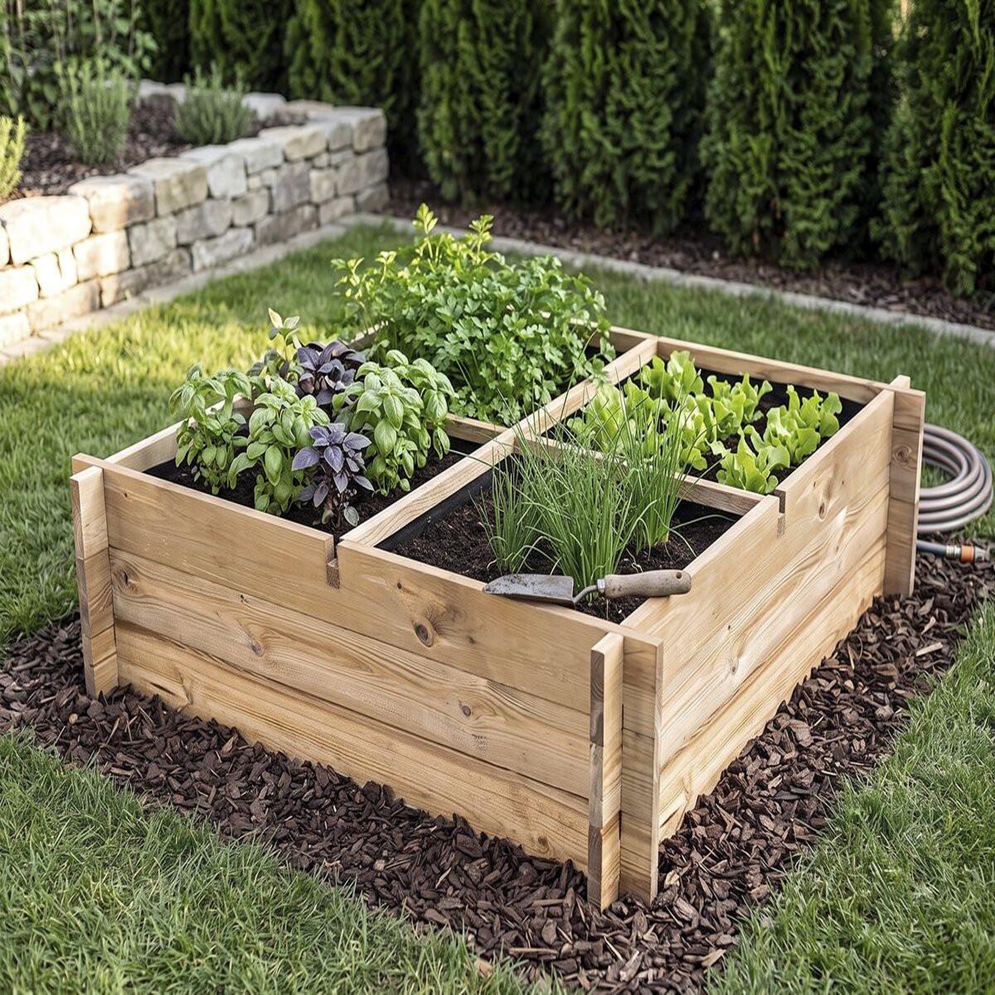 Voir la diapositive 2 : Habitat et Jardin Carré potager en bois  Aroma  - 100 x 100 x 30 cm