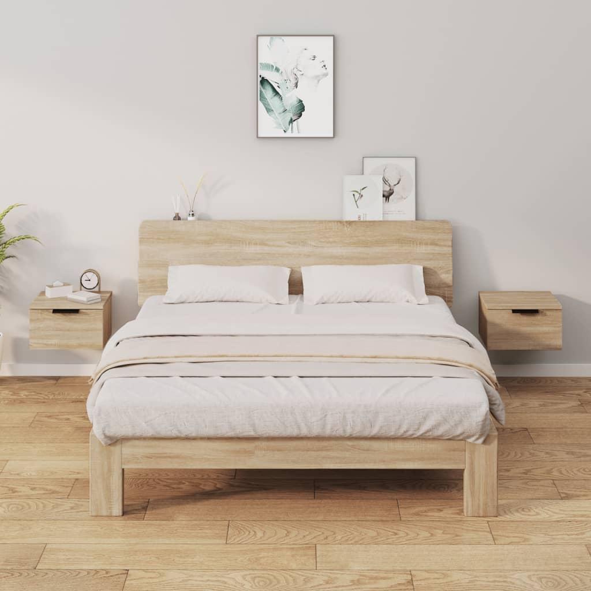 Voir la diapositive 1 : VIDAXL Tables de chevet murales 2 pcs Chene sonoma 34x30x20 cm