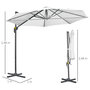 Voir la diapositive 3 : OUTSUNNY Parasol déporté octogonal inclinable manivelle avec pied en acier Ø 2,94 x 2,48H m blanc