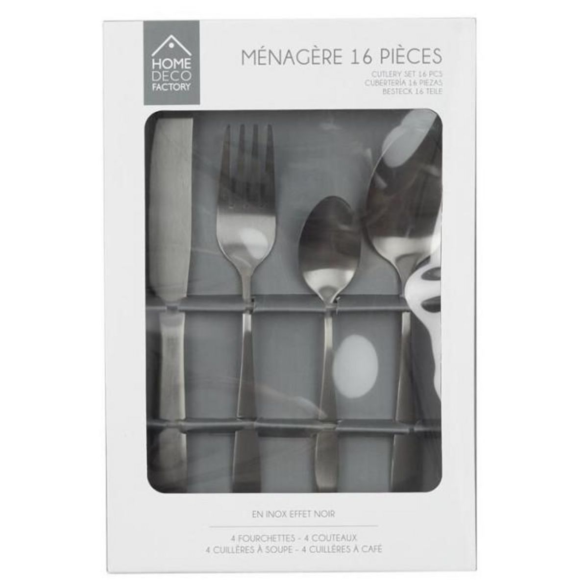 Paris Prix Ménagère 16 Pièces Inox  Home  21cm Noir
