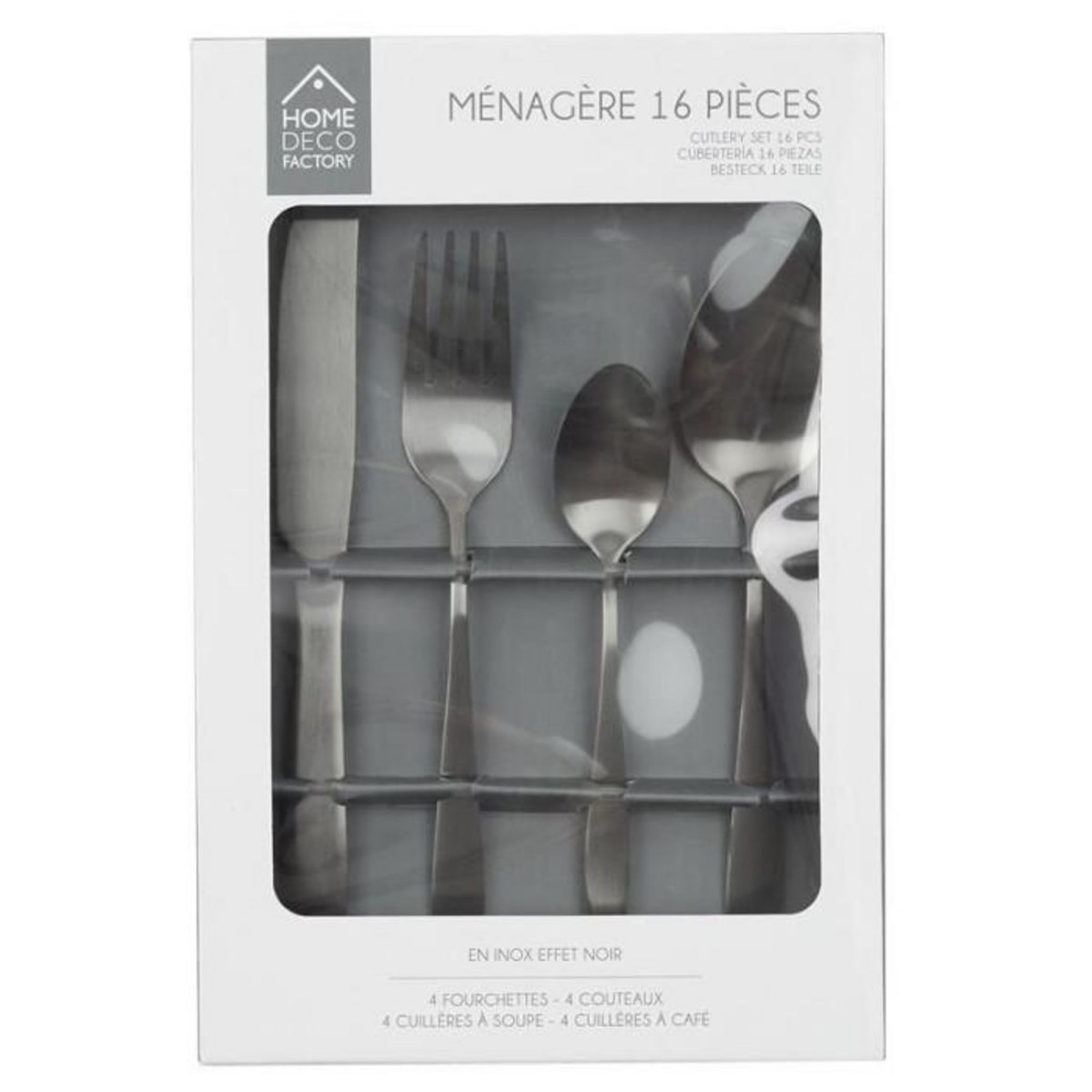 Paris Prix Ménagère 16 Pièces Inox  Home  21cm Noir