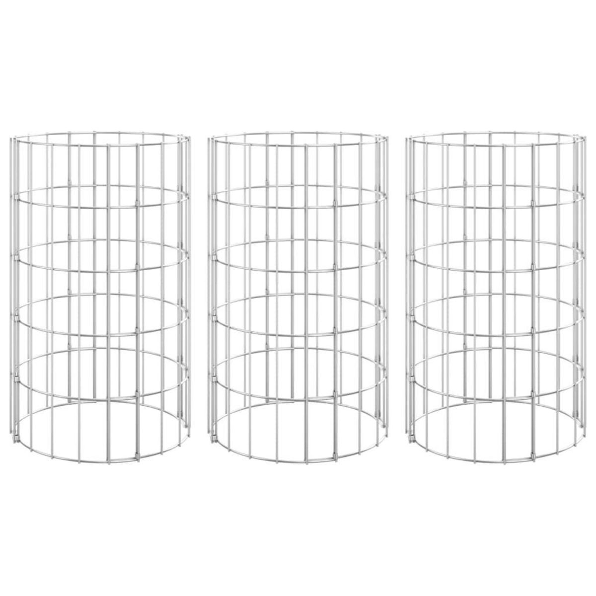 VIDAXL Lit sureleve a gabion circulaire 3 pcs Acier galvanise Ø30x50cm