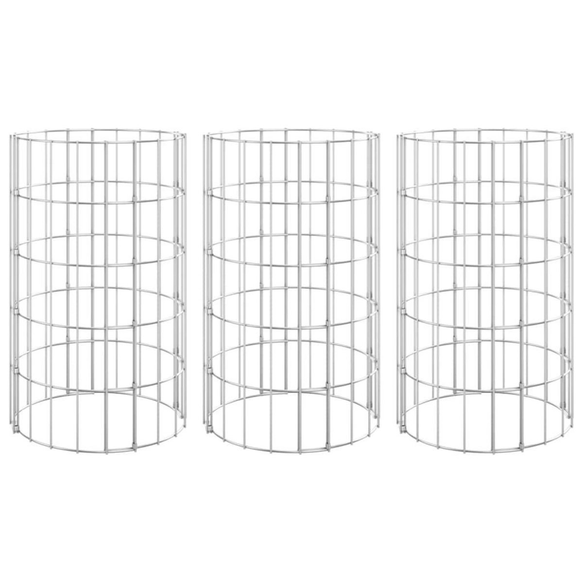 VIDAXL Lit sureleve a gabion circulaire 3 pcs Acier galvanise Ø30x50cm