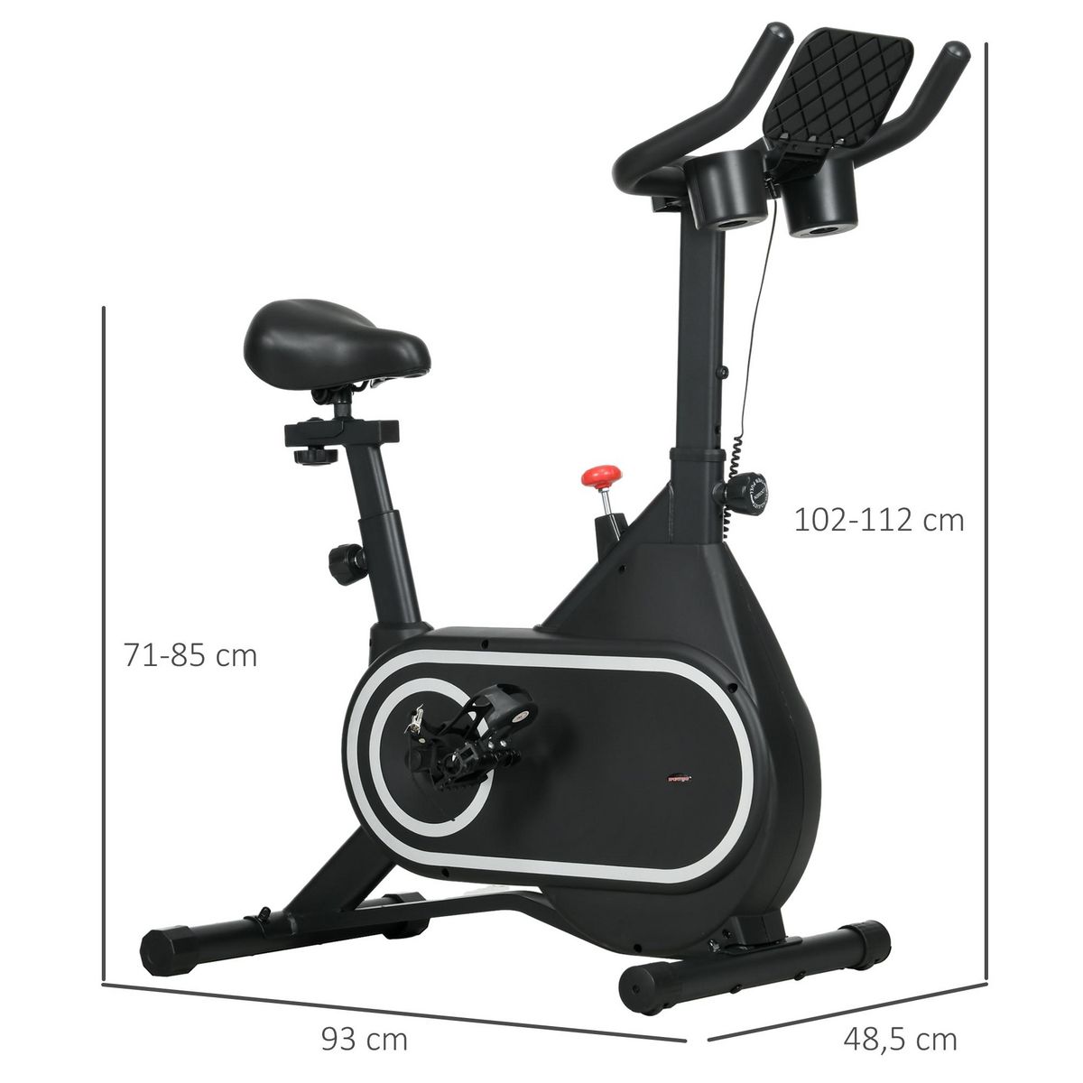HOMCOM Vélo d'appartement réglable - vélo biking cardio - volant d'inertie 4 Kg, écran LCD, support Ipad, porte-gobelet - acier noir