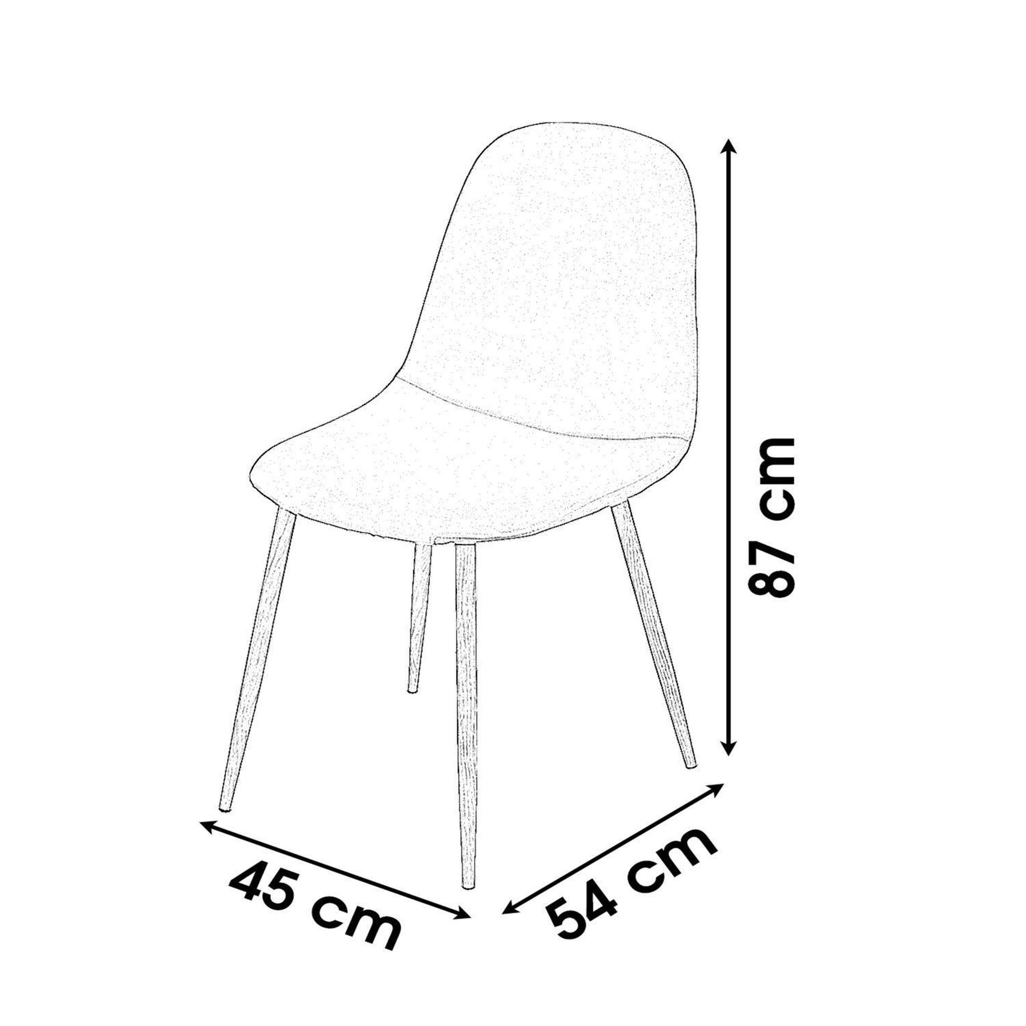 Voir la diapositive 3 : TOILINUX Lot de 4 chaises en tissu et pieds en métal effet bois oslo - taupe