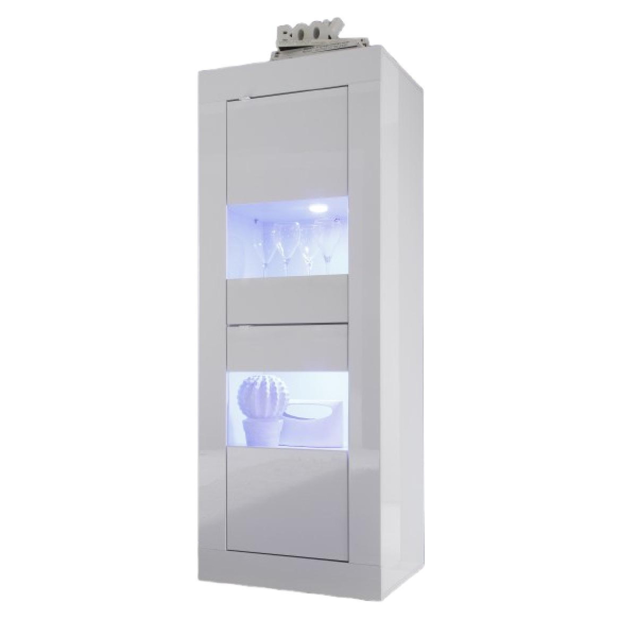 JLC KREATION Vitrine moderne blanc laqué 1 porte CALIA