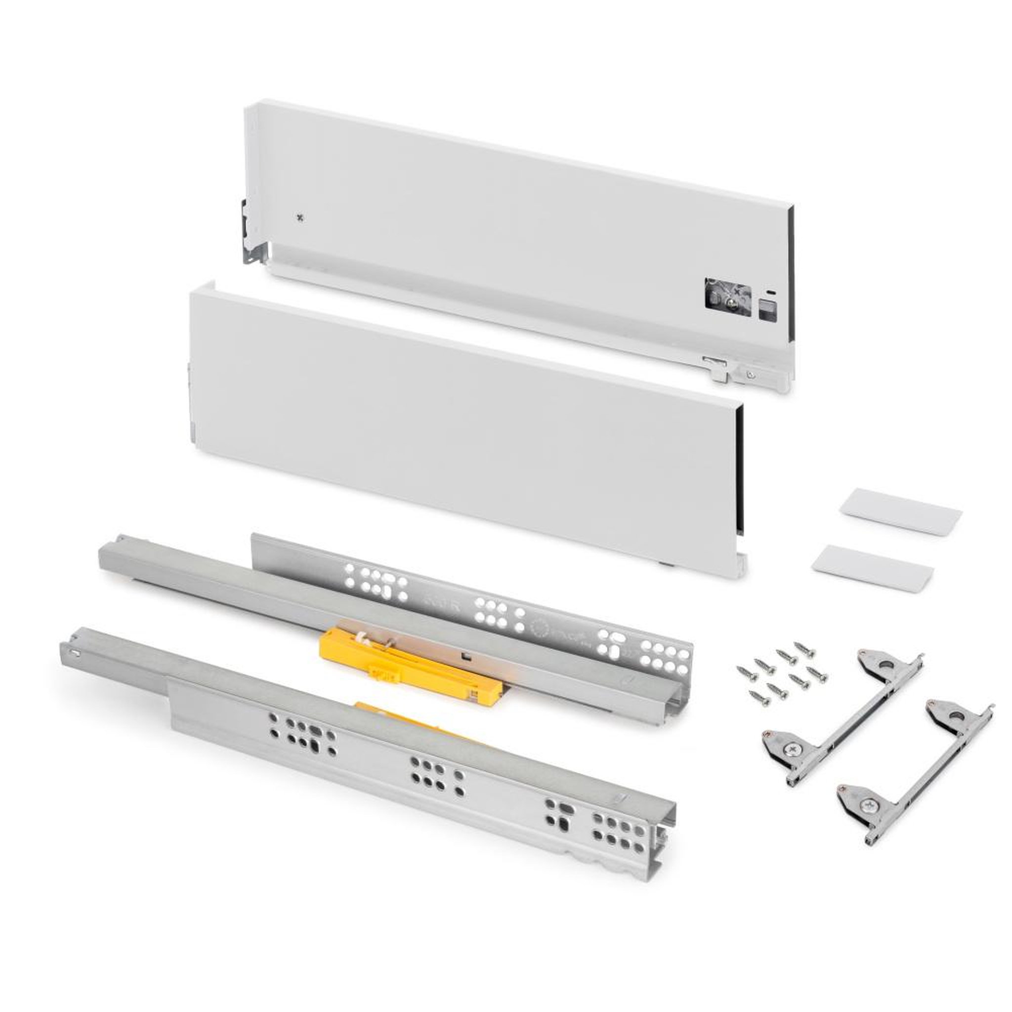 EMUCA SRL Tiroir extérieur Vertex Push Synchro avec réglages 3D -  hauteur 178mm  -  40kg -  profondeur 450mm -  Acier -  Peint en blanc