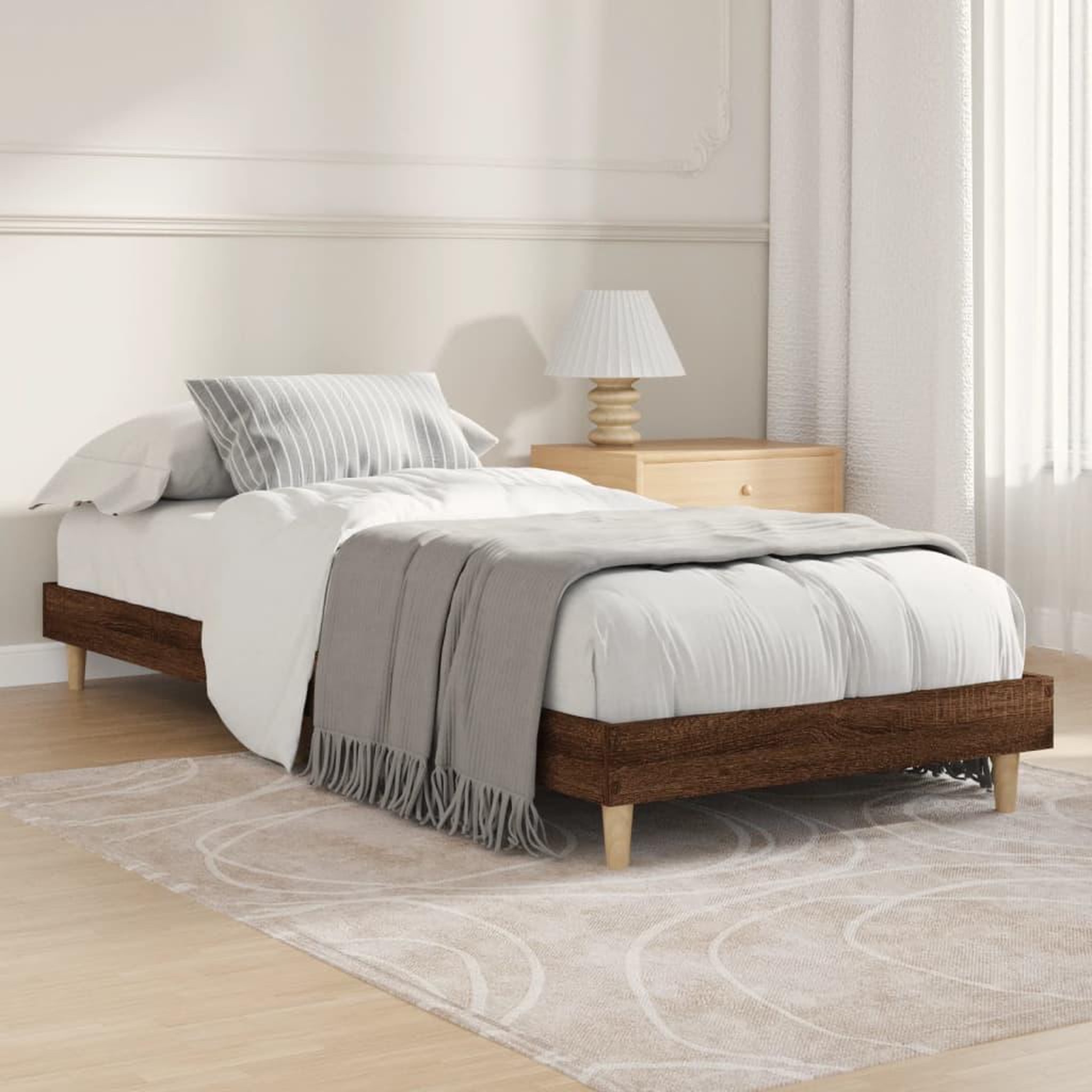 VIDAXL Cadre de lit sans matelas chene marron 75x190cm bois ingenierie