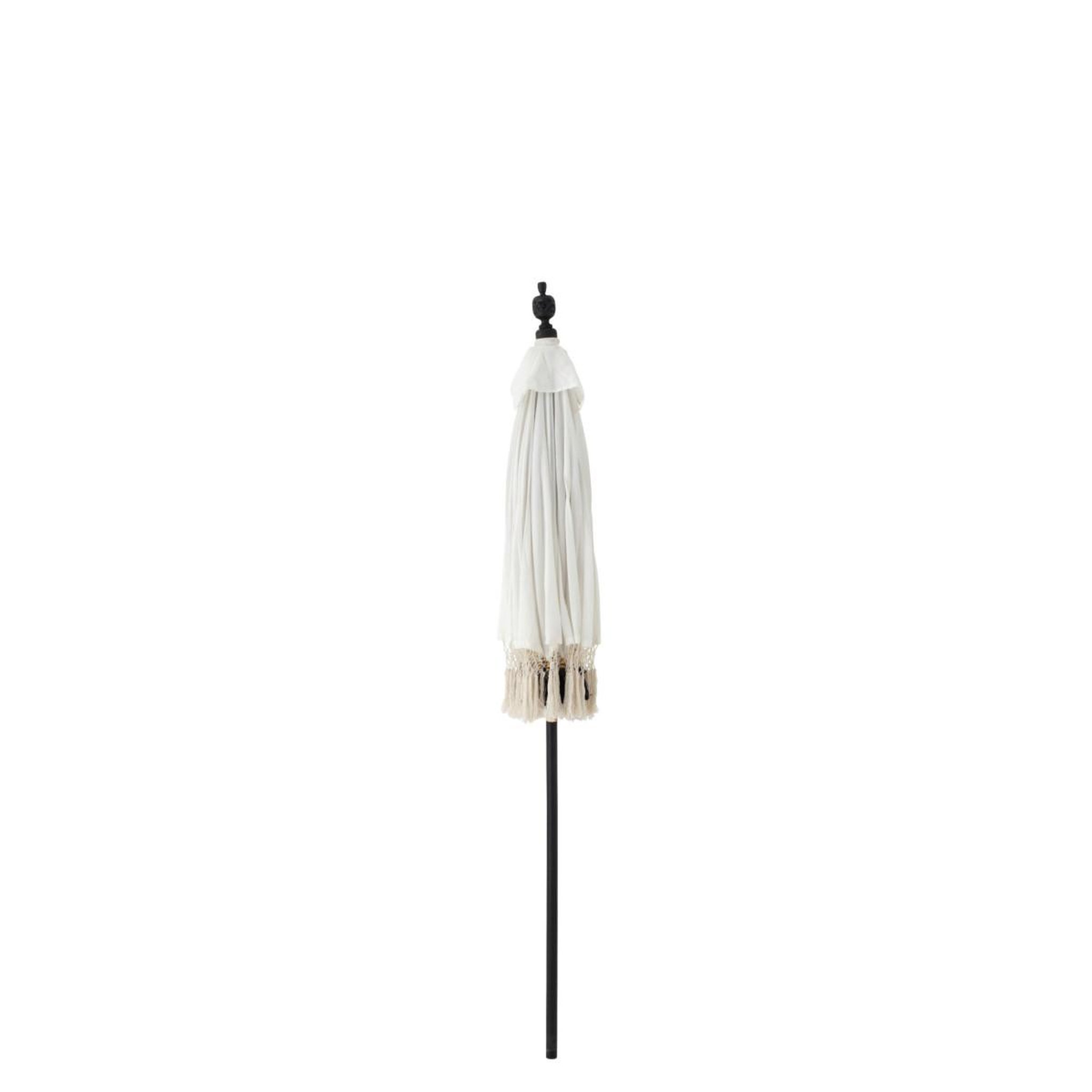 Voir la diapositive 6 : J-LINE Parasol rond à franges  flavie  180cm écru & noir