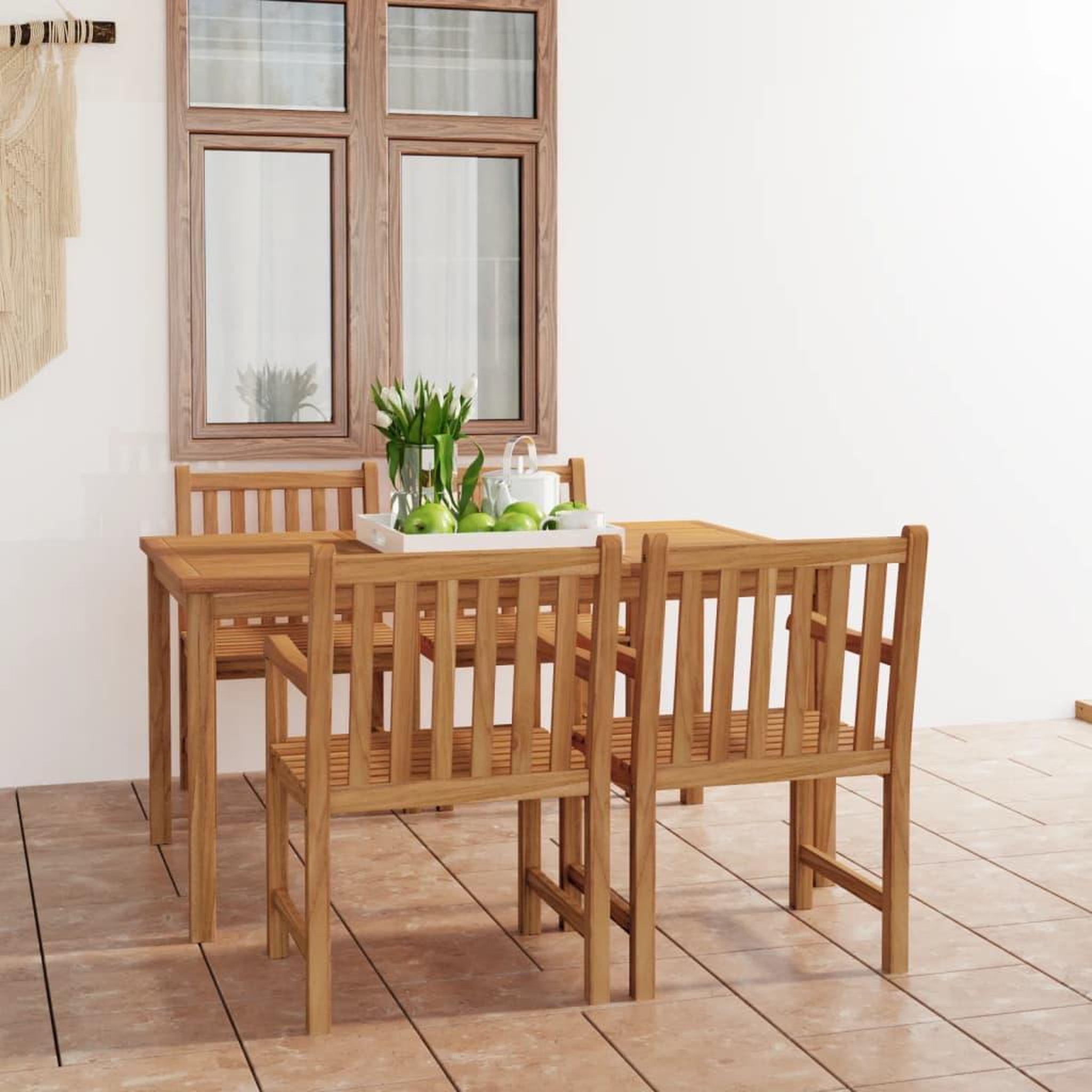 Voir la diapositive 1 : VIDAXL Ensemble a manger de jardin 5 pcs Bois de teck solide