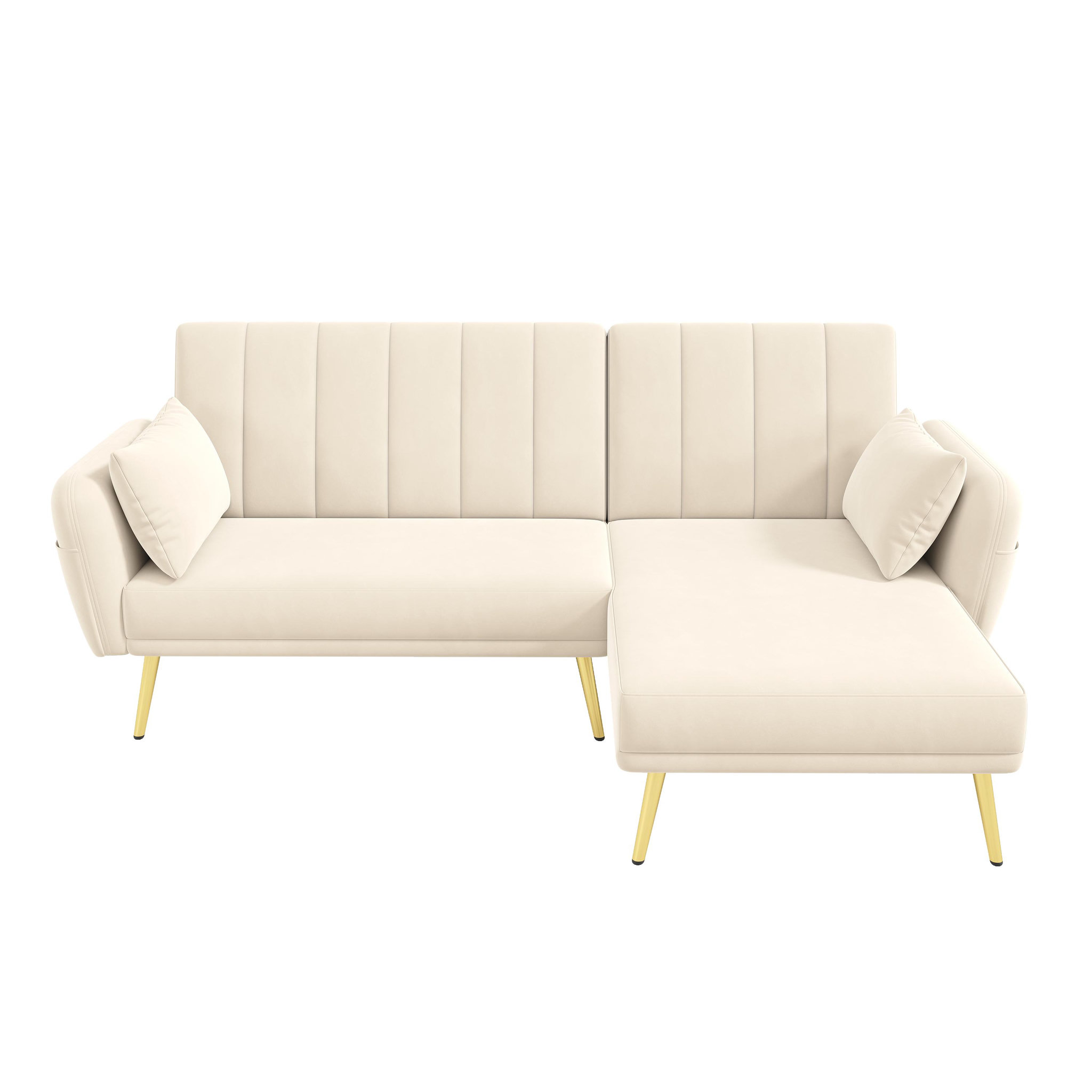 MERAX Canapé d'angle réversible convertible 3 pl velours. Coloris disponibles : Beige, Gris, Noir