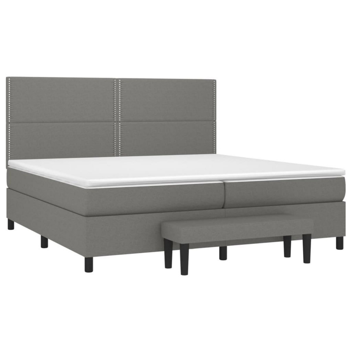 VIDAXL Sommier a lattes de lit avec matelas Gris fonce 200x200cm Tissu
