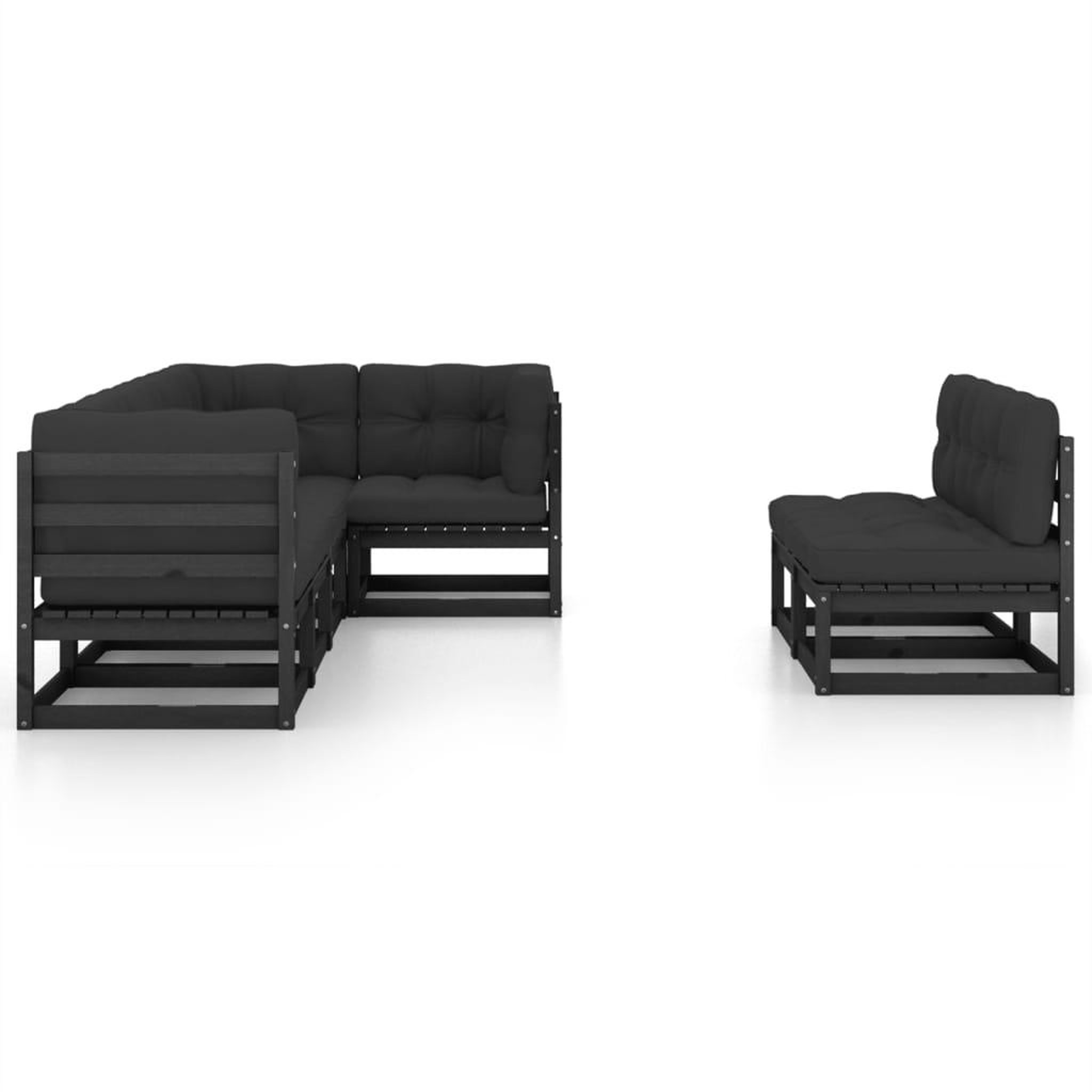 Voir la diapositive 3 : VIDAXL Salon de jardin 7 pcs avec coussins Bois de pin massif