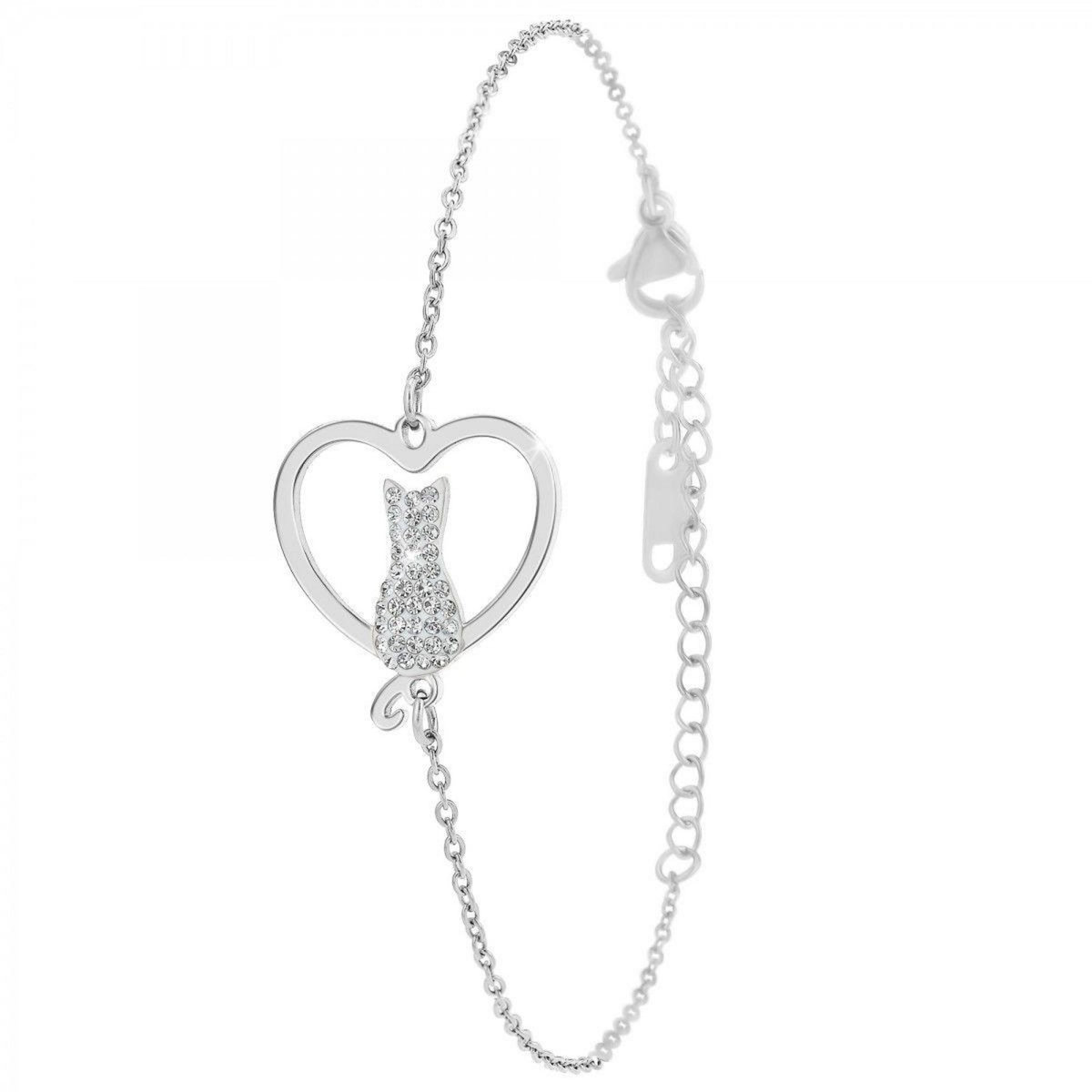 SC CRYSTAL Bracelet chat par SC Crystal orné de Cristaux scintillants