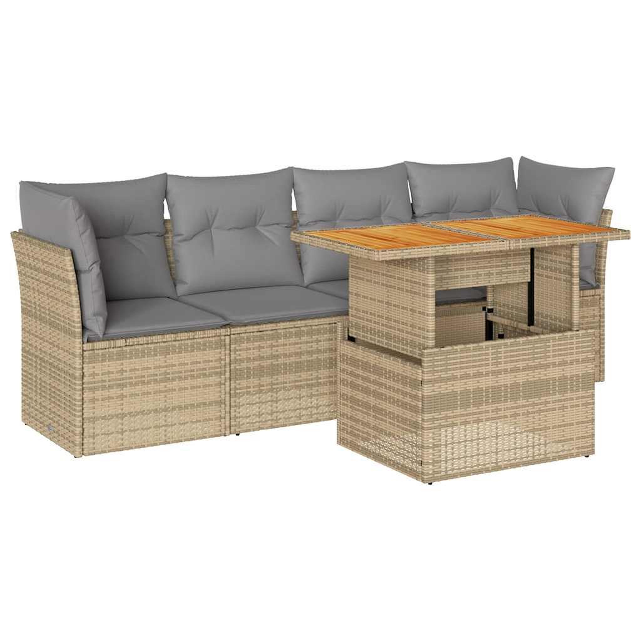 Voir la diapositive 2 : VIDAXL Salon de jardin avec coussins 5 pcs beige resine tressee