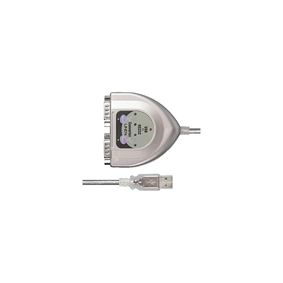 LINDY Adaptateur série USB Lindy Convertisseur 2 ports RS-232 Argenté