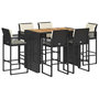 Voir la diapositive 2 : VIDAXL Ensemble de bar de jardin 7 pcs avec coussins noir poly rotin