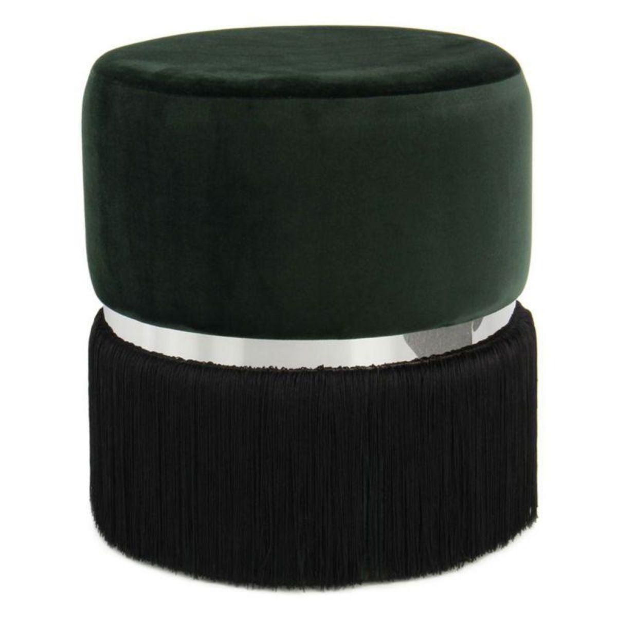 Paris Prix Pouf Rond Bicolore  Rebecca  44cm Vert & Noir