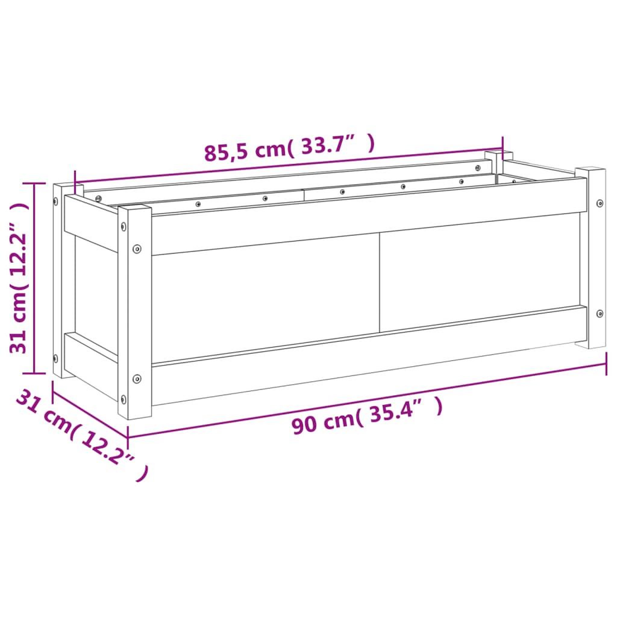 Voir la diapositive 6 : VIDAXL Jardiniere cire marron 90x31x31 cm bois de pin massif