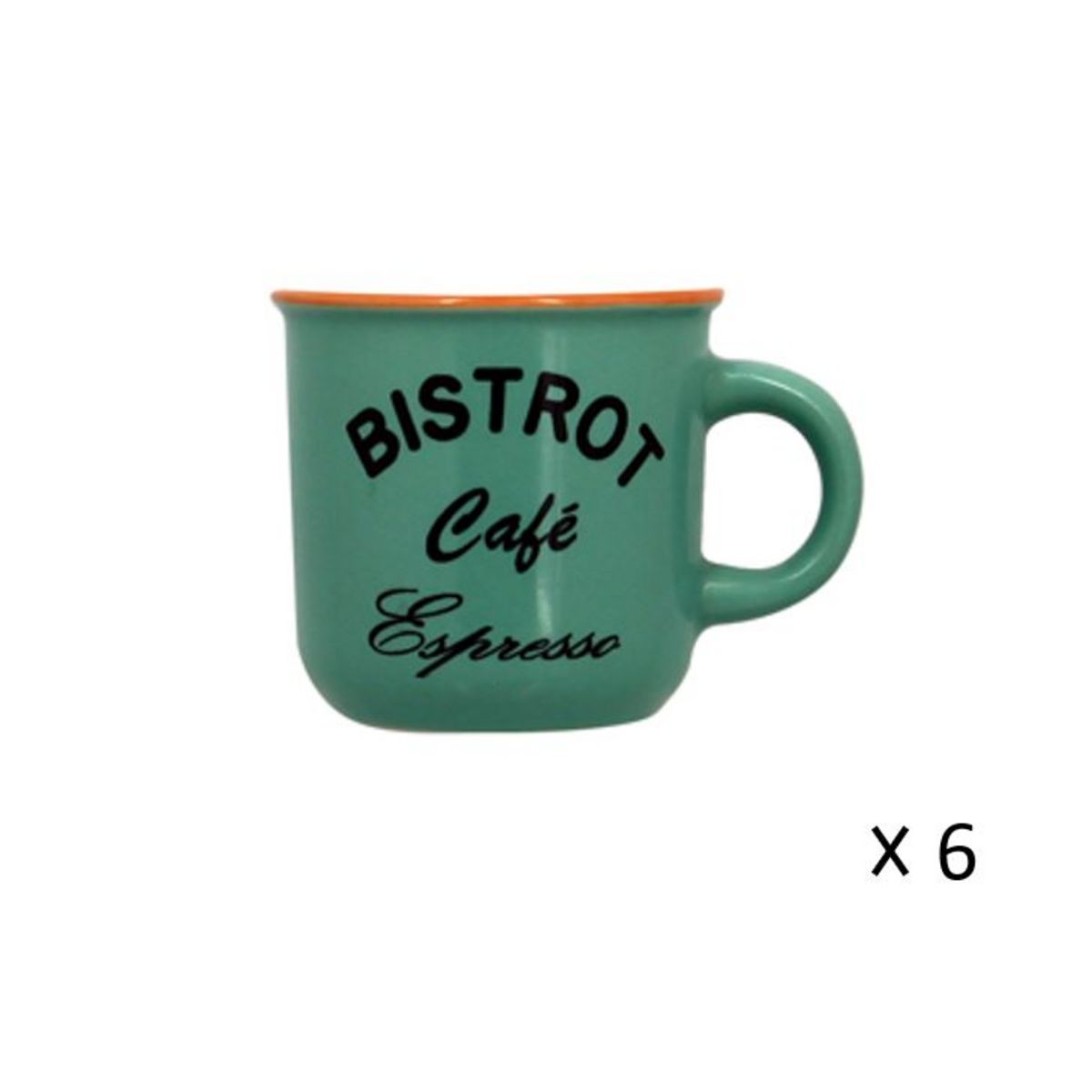 Lot de 6 tasses à café en grès 14 cl BISTROT Expresso Bleu