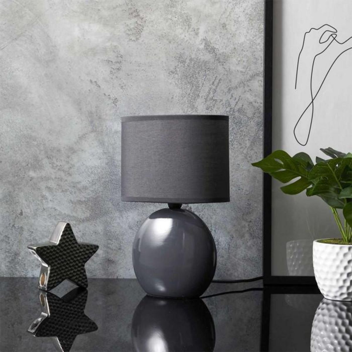Paris Prix Lampe à Poser en Porcelaine  Janna  30cm Anthracite