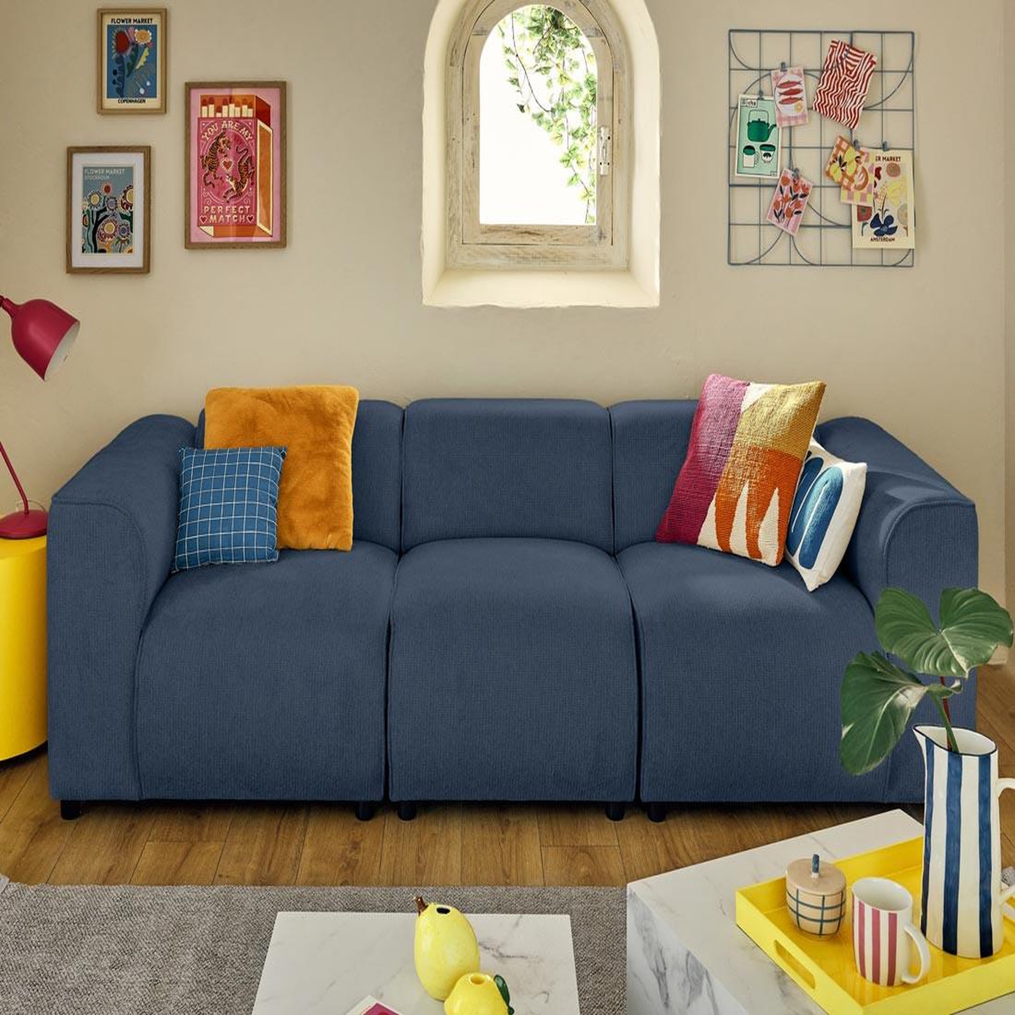 Voir la diapositive 1 : LISA DESIGN Suaro - canapé modulable 3 places en tissu texturé