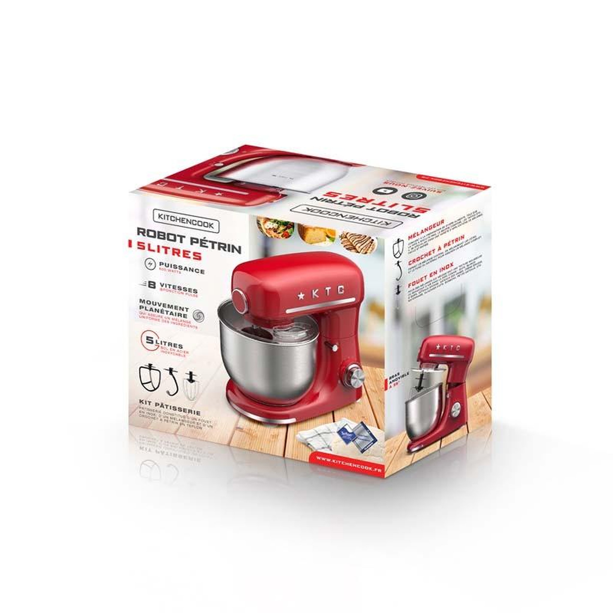 Voir la diapositive 5 : KITCHENCOOK Robot pétrin 5l inspiron red kitchencook