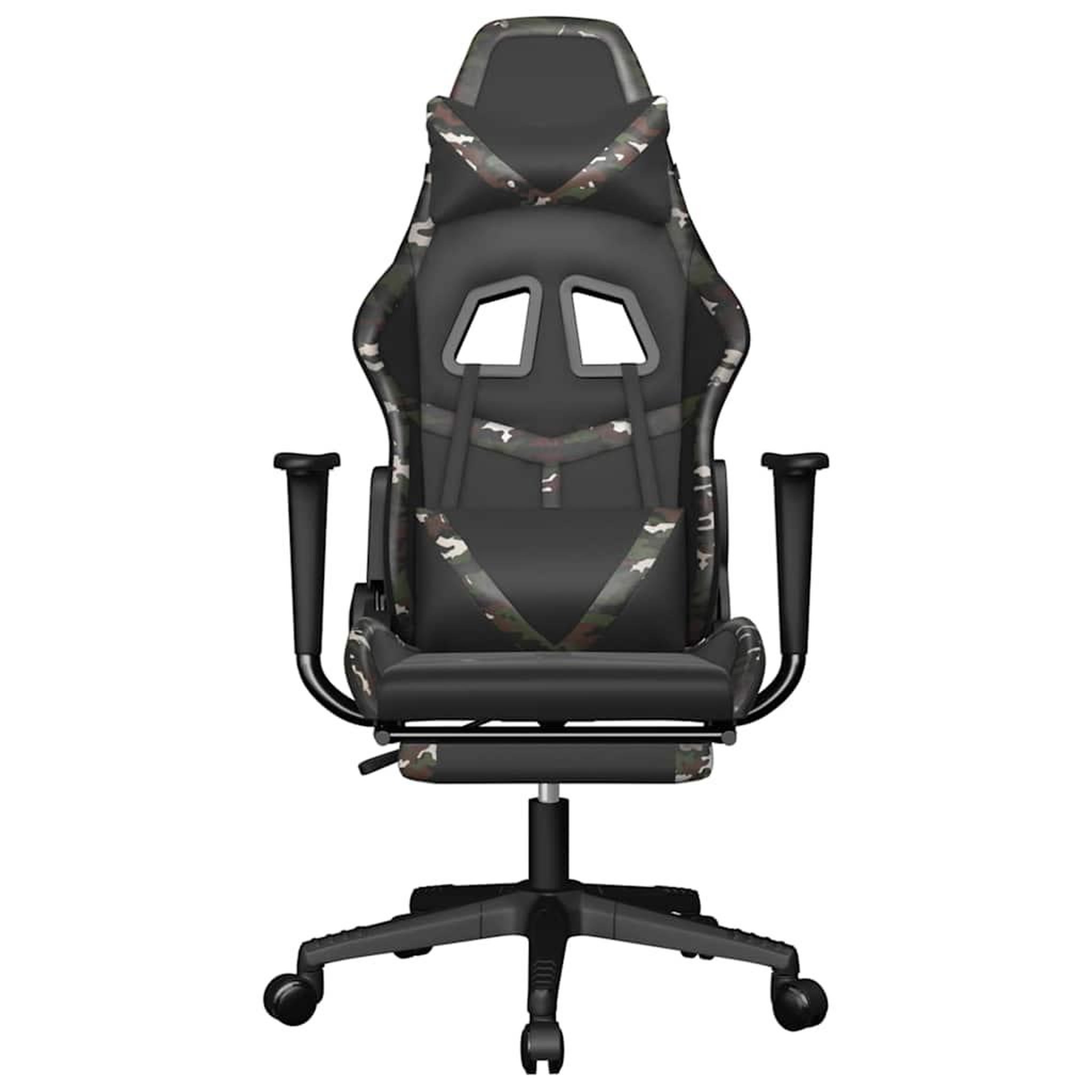 Voir la diapositive 4 : VIDAXL Chaise de jeu de massage repose-pied Noir&Camouflage Similicuir