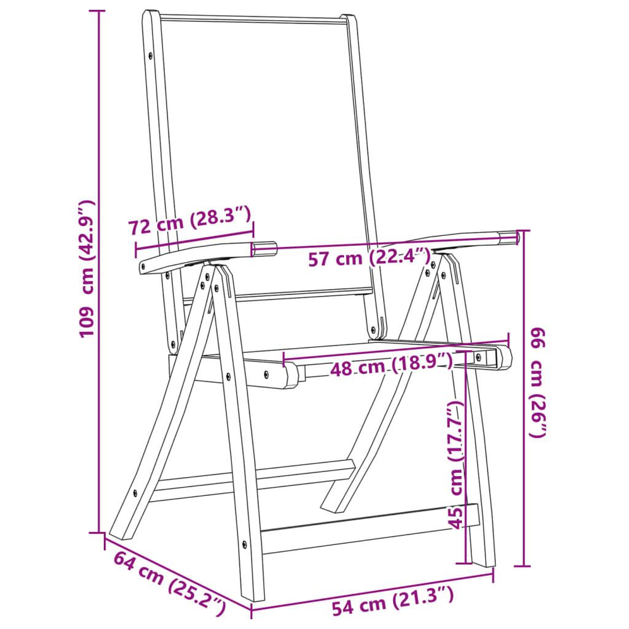 Voir la diapositive 6 : VIDAXL Chaises pliables de jardin lot de 2 bois d'acacia et textilene