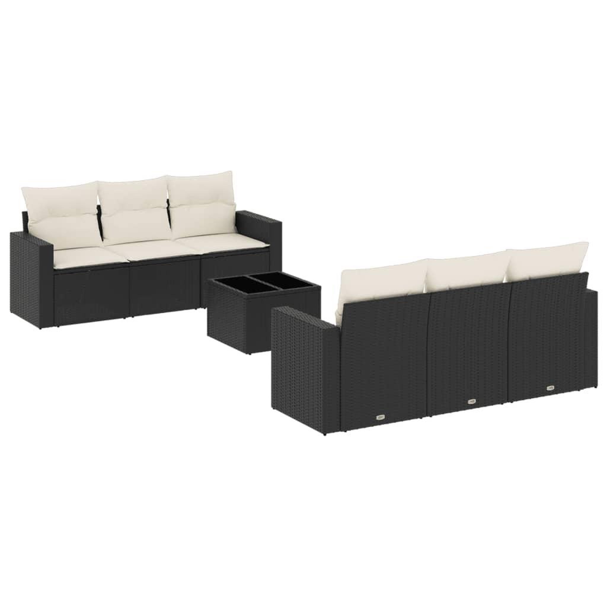 Voir la diapositive 2 : VIDAXL Salon de jardin 7 pcs avec coussins noir resine tressee