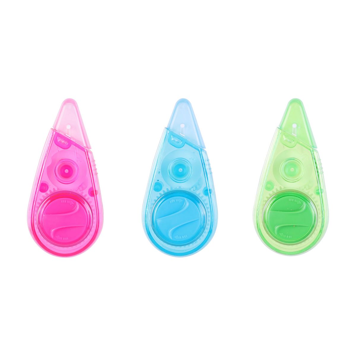 AUCHAN Lot de 3 mini souris correctrices 5m rose, vert et bleu