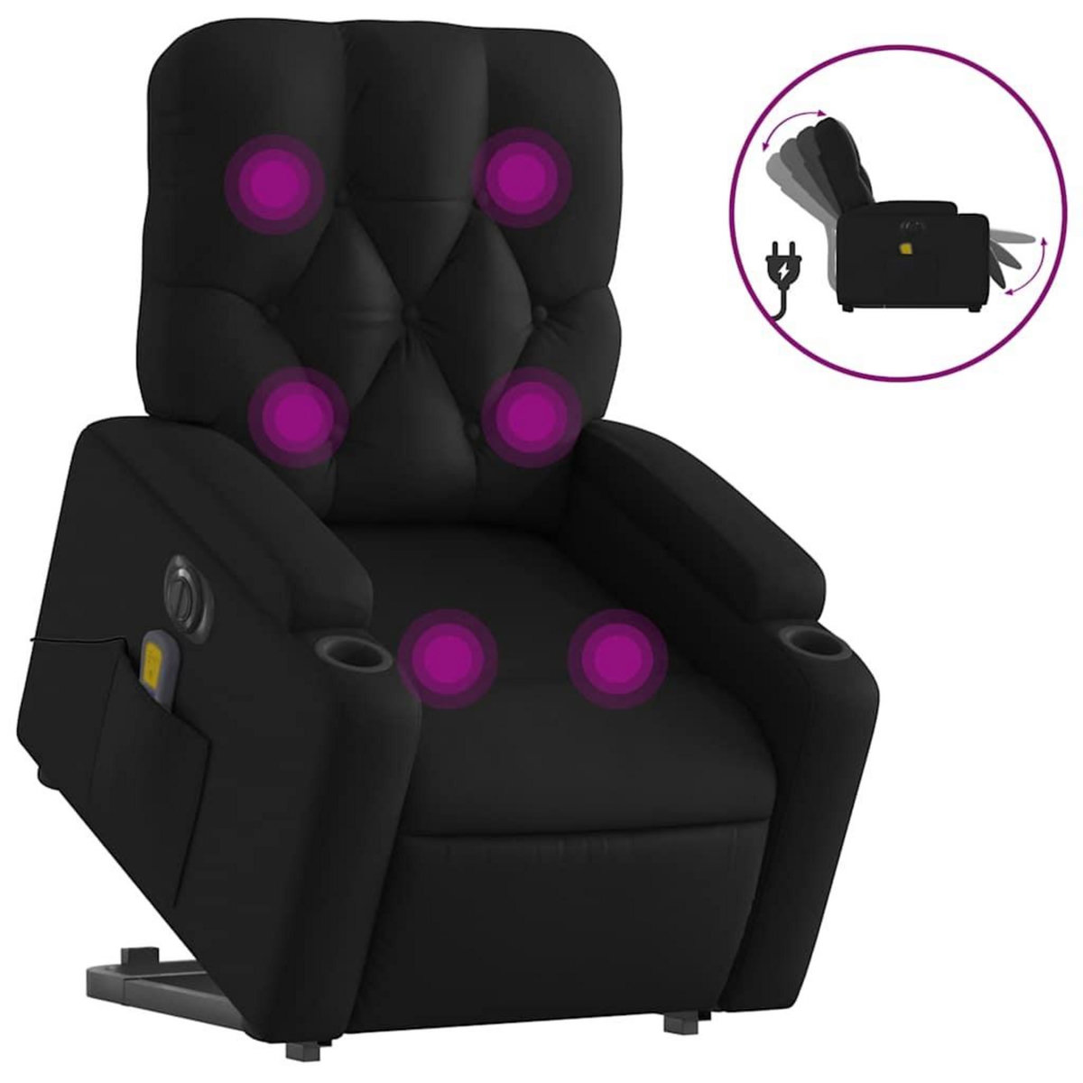 VIDAXL Fauteuil inclinable de massage electrique noir similicuir