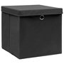 Voir la diapositive 3 : VIDAXL Boîtes de rangement avec couvercles 4 pcs 28x28x28 cm Noir