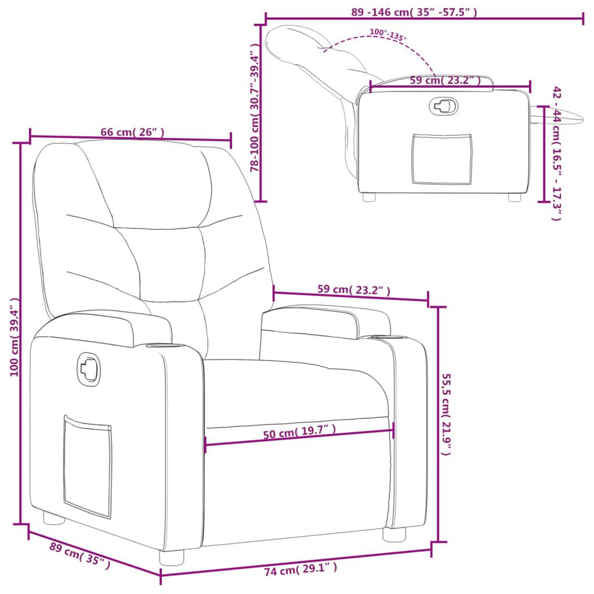 Voir la diapositive 6 : VIDAXL Fauteuil inclinable Creme Tissu