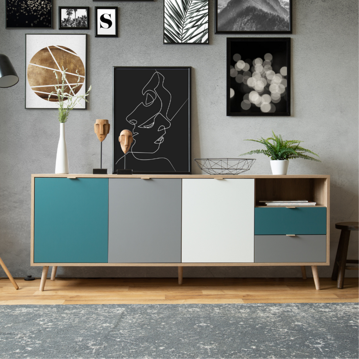 CONCEPT USINE Buffet style scandinave tricolore 180 cm PERAST