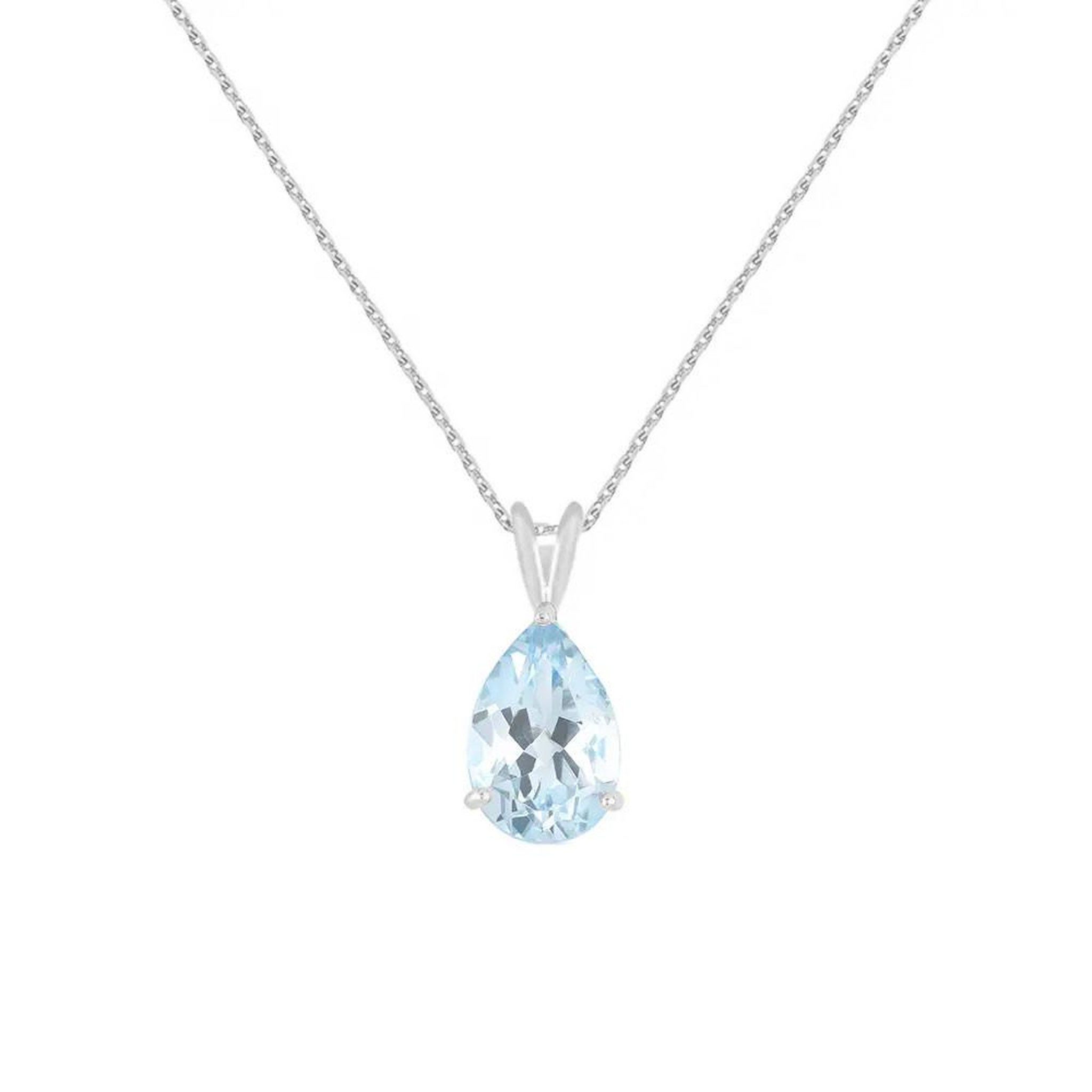 L'ATELIER D'AZUR Collier - Pendentif Or Blanc Topaze Bleue Goutte - Femme